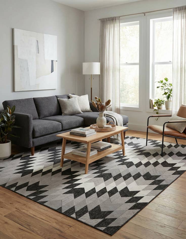 Detail image of 9' x 12'  Washable Modern Indoor / Outdoor Rug