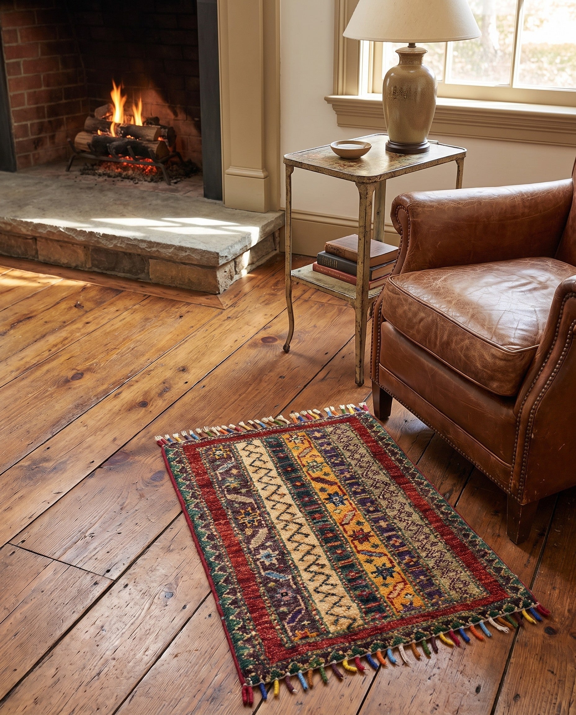 1' 4 x 2' Hand Knotted Ziegler Rug