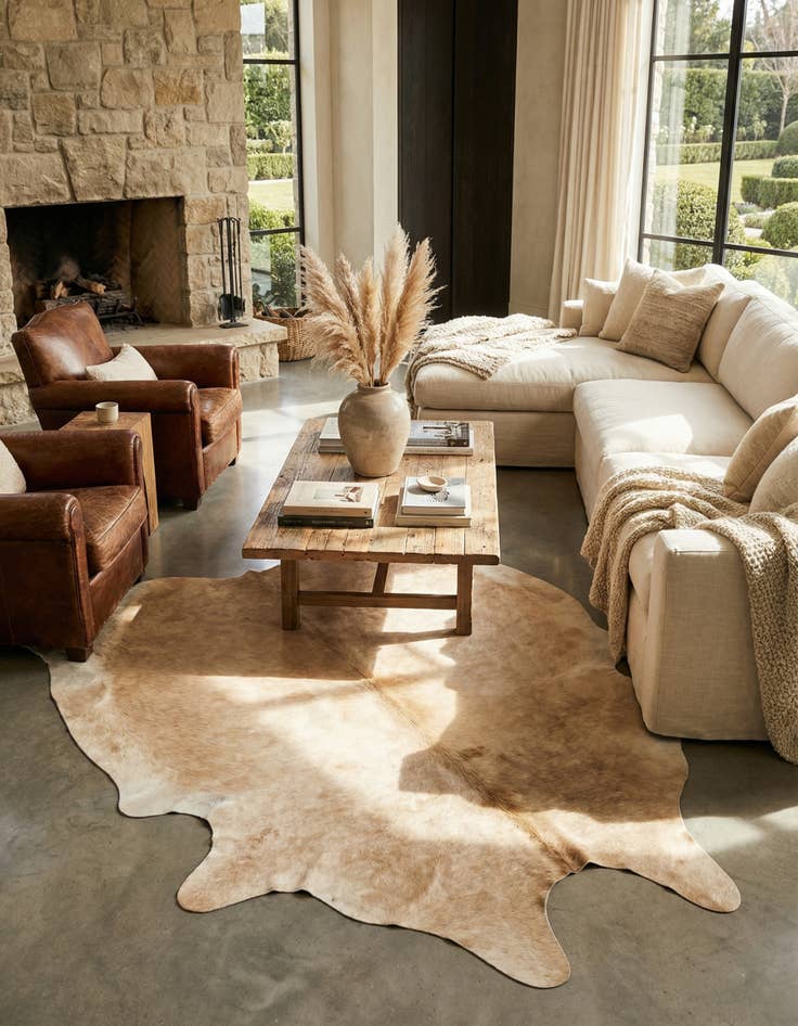 Detail image of 6' 9 x 7' 6 Cowhide Leather Rug