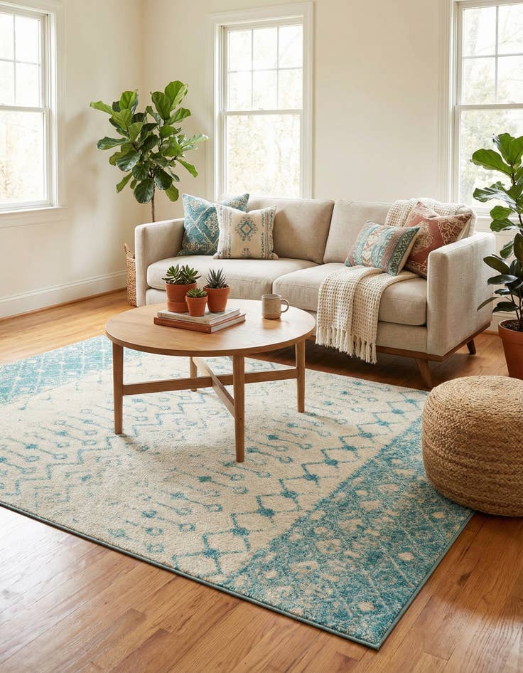 Detail image of  5' 3 x 8' Moroccan Trellis Rug