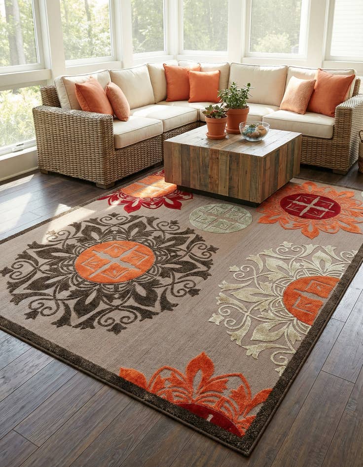Detail image of 10' x 13' Easy-Clean Modern Indoor / Outdoor Rug