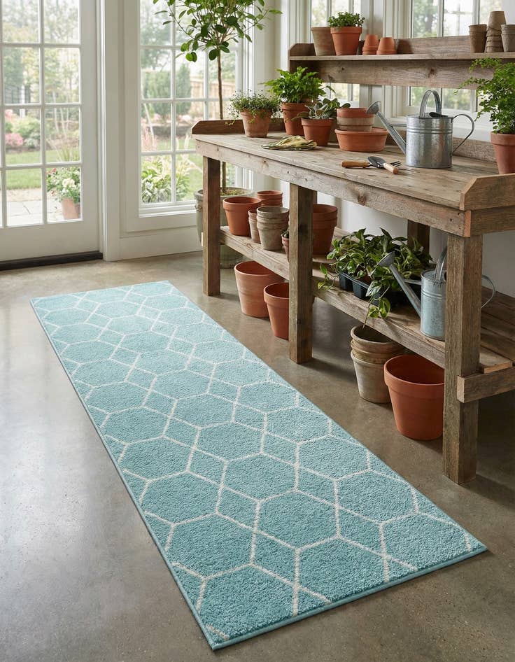 Detail image of  2' x 9' Lattice Frieze Runner Rug