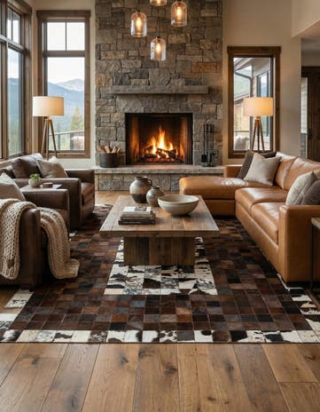 5' 1 x 8' Cowhide Leather Rug