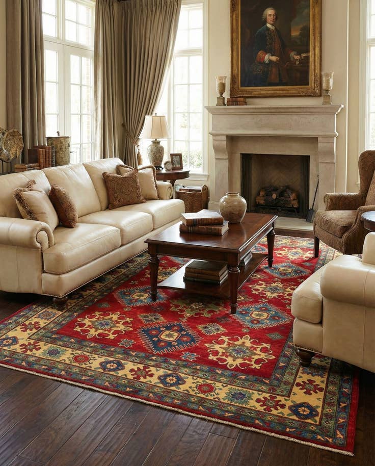 Detail image of 6' 6 x 9' 9 Hand Knotted Kazak Rug