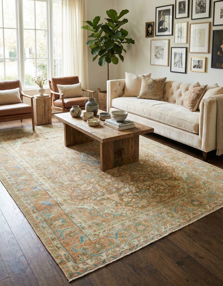 Detail image of 6' 2 x 10' 4  Hand Knotted Ultra Vintage Persian Wool Rug