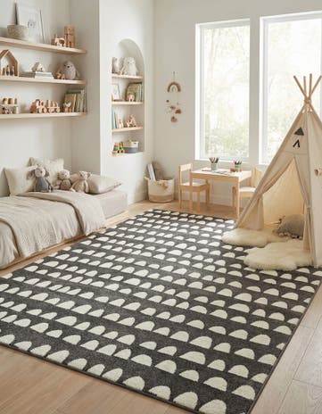 Dark Gray Whimsy Kids Rug
