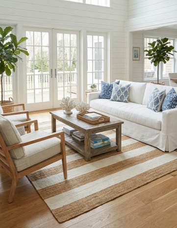 Tan Sand Hand Woven Jill Zarin Hamptons Square Rug