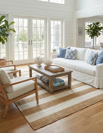 Tan Sand Hand Woven Jill Zarin Hamptons Square Rug