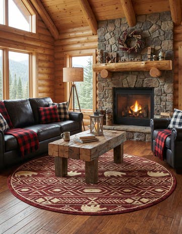 Red Pioneer Round Rug