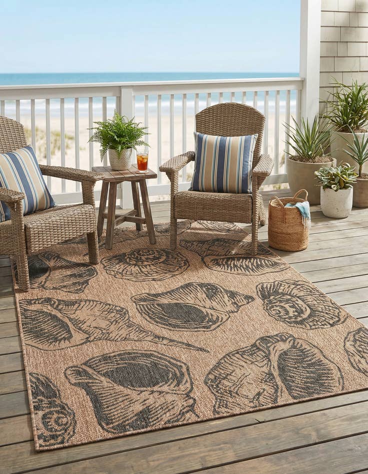 Detail image of 5' 3 x 7'  Washable Coastal Indoor / Outdoor Rug