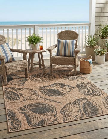 5' 3 x 7' Easy-Clean Coastal Indoor / Outdoor Rug