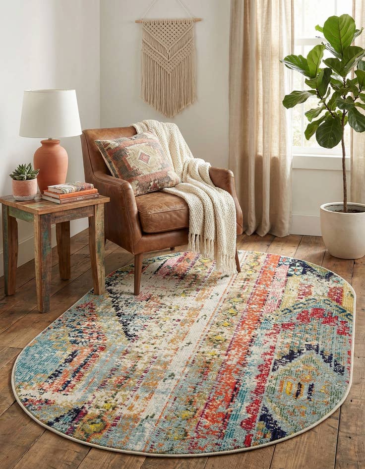 Detail image of  3' 3 x 5' 3  Washable Mesa Oval Rug