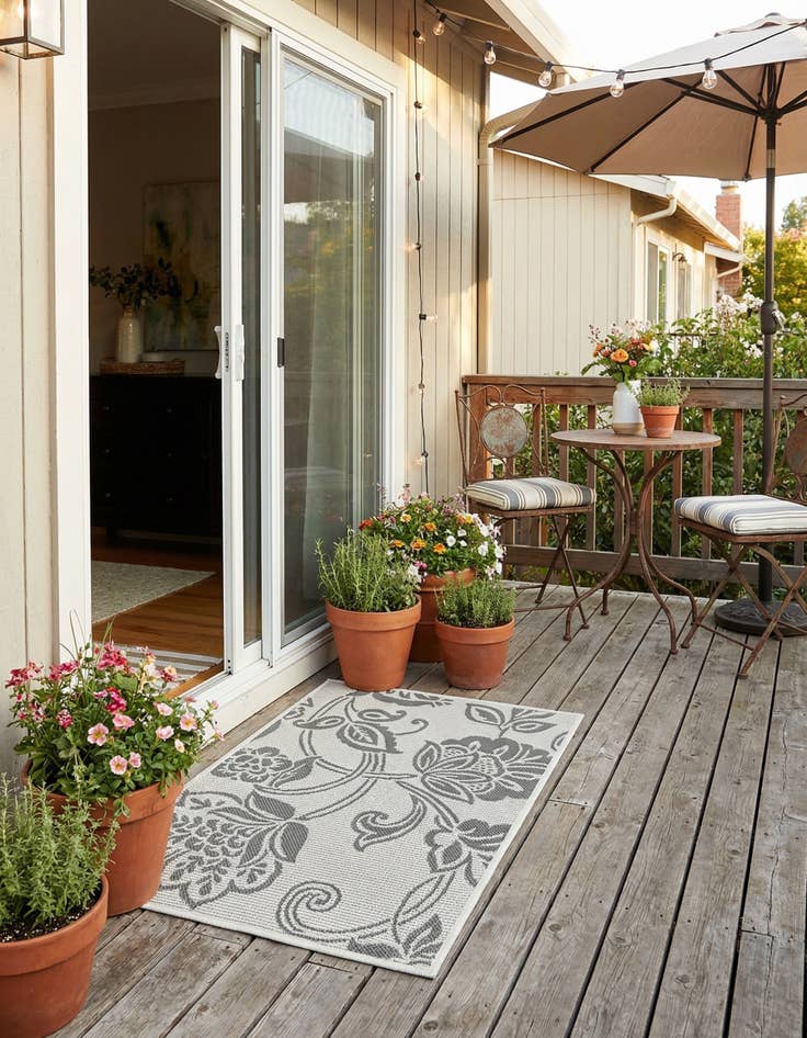 Detail image of 2' x 3' Easy-Clean Botanical Indoor / Outdoor Rug