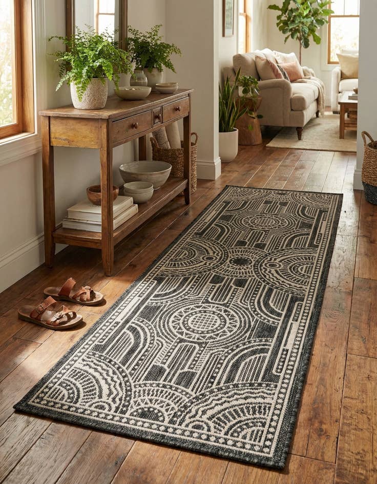 Detail image of  2' x 6' 1  Washable Traditional Indoor / Outdoor Runner Rug