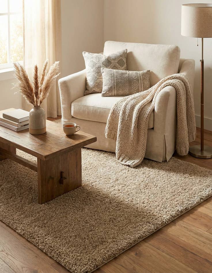 Detail image of 3' 3 x 5' 3 Soft Solid Shag Rug