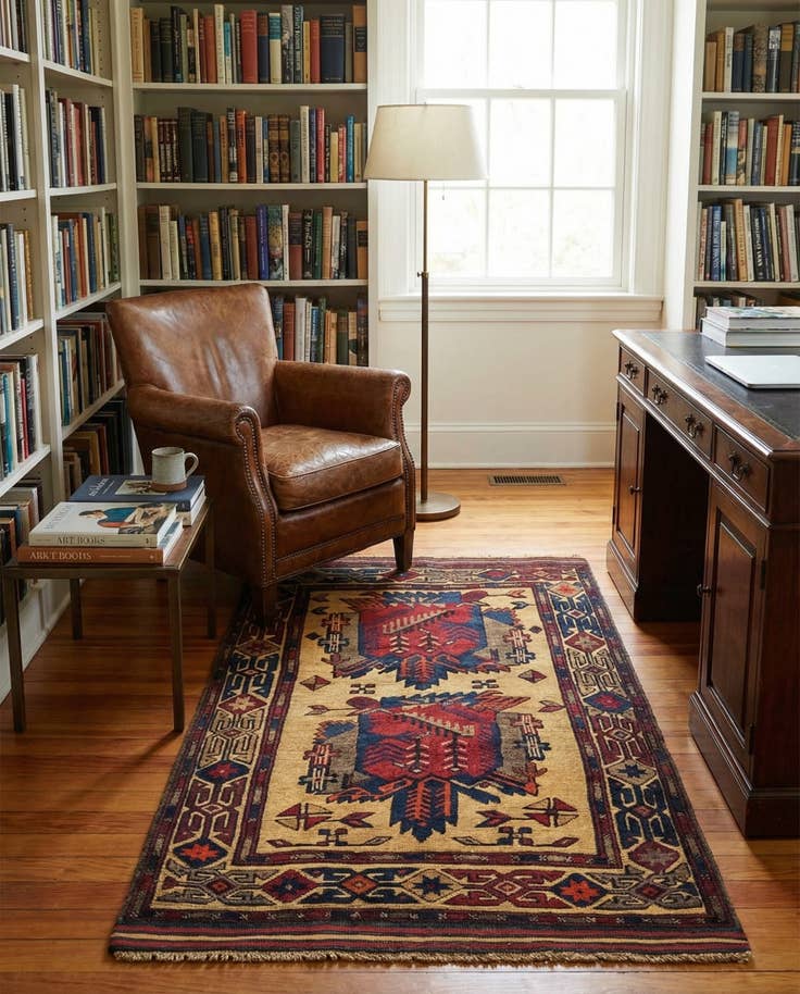 Detail image of 3' 2 x 4' 8 Hand Knotted Sumak Wool Rug