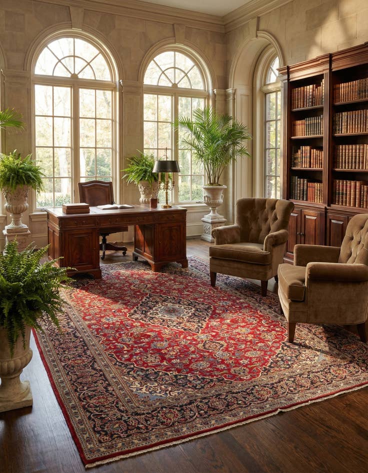 Detail image of  8' 9 x 13'  Hand Knotted Kashan Persian Wool Rug