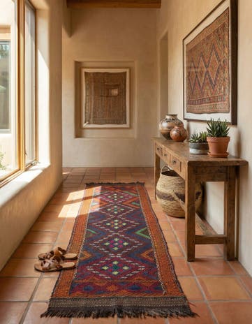 2' 2 x 8' 1 Hand Knotted Kilim Fars Persian Wool Runner Rug