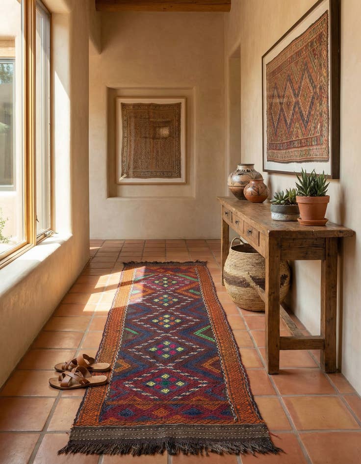 Detail image of  2' 2 x 8' 1  Hand Knotted Kilim Fars Persian Wool Runner Rug