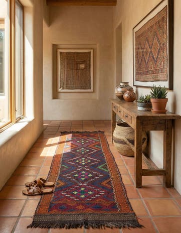 2' 2 x 8' 1 Hand Knotted Kilim Fars Persian Wool Runner Rug