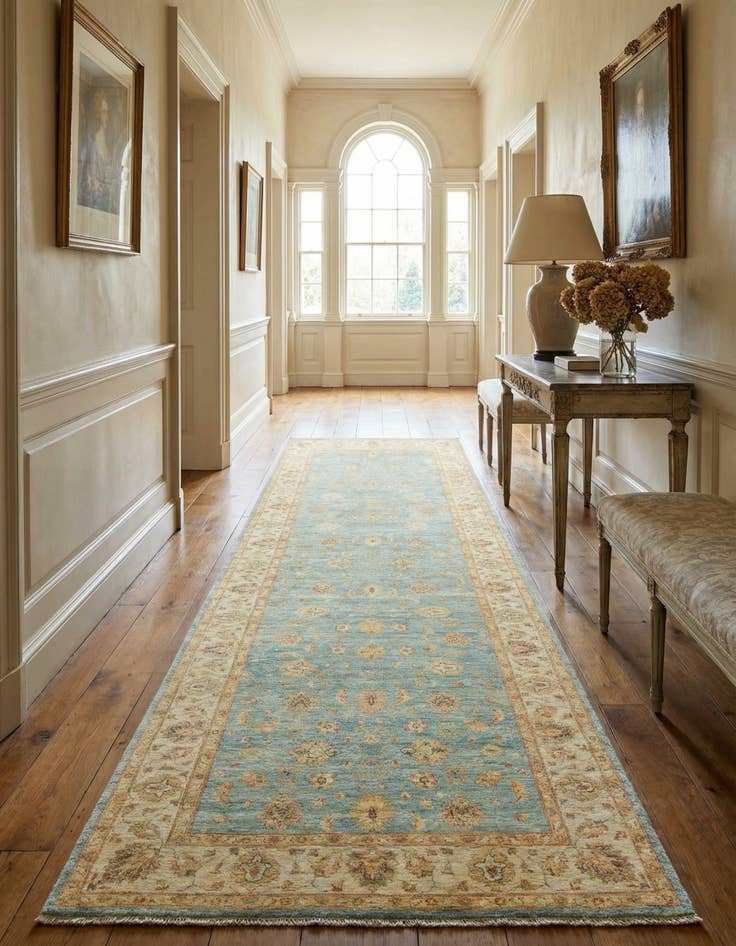 Detail image of 6' x 16'  Hand Knotted Peshawar Ziegler Runner Rug