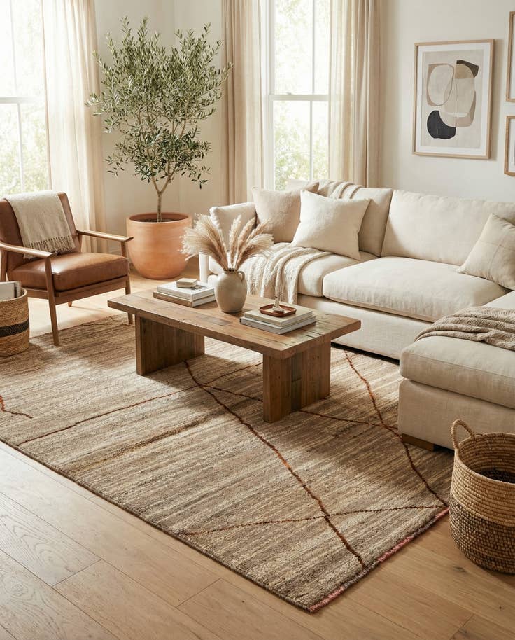 Detail image of 5' 9 x 8' 3 Hand Knotted Moroccan Wool Rug