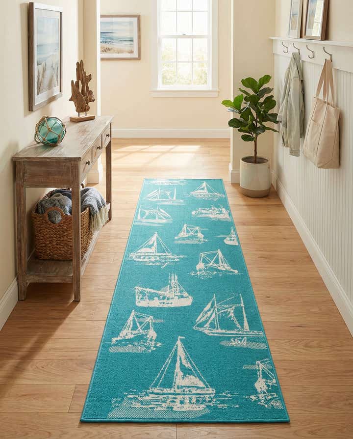 2' 7 x 10' Easy-Clean Coastal Indoor / Outdoor Runner Rug