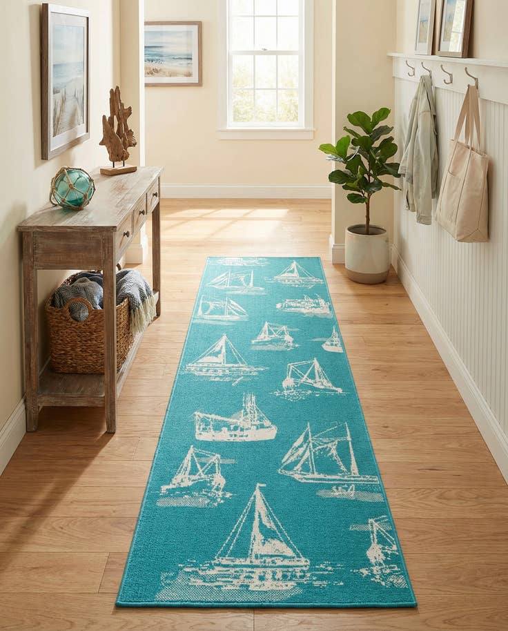Detail image of 2' 7 x 10' Easy-Clean Coastal Indoor / Outdoor Runner Rug