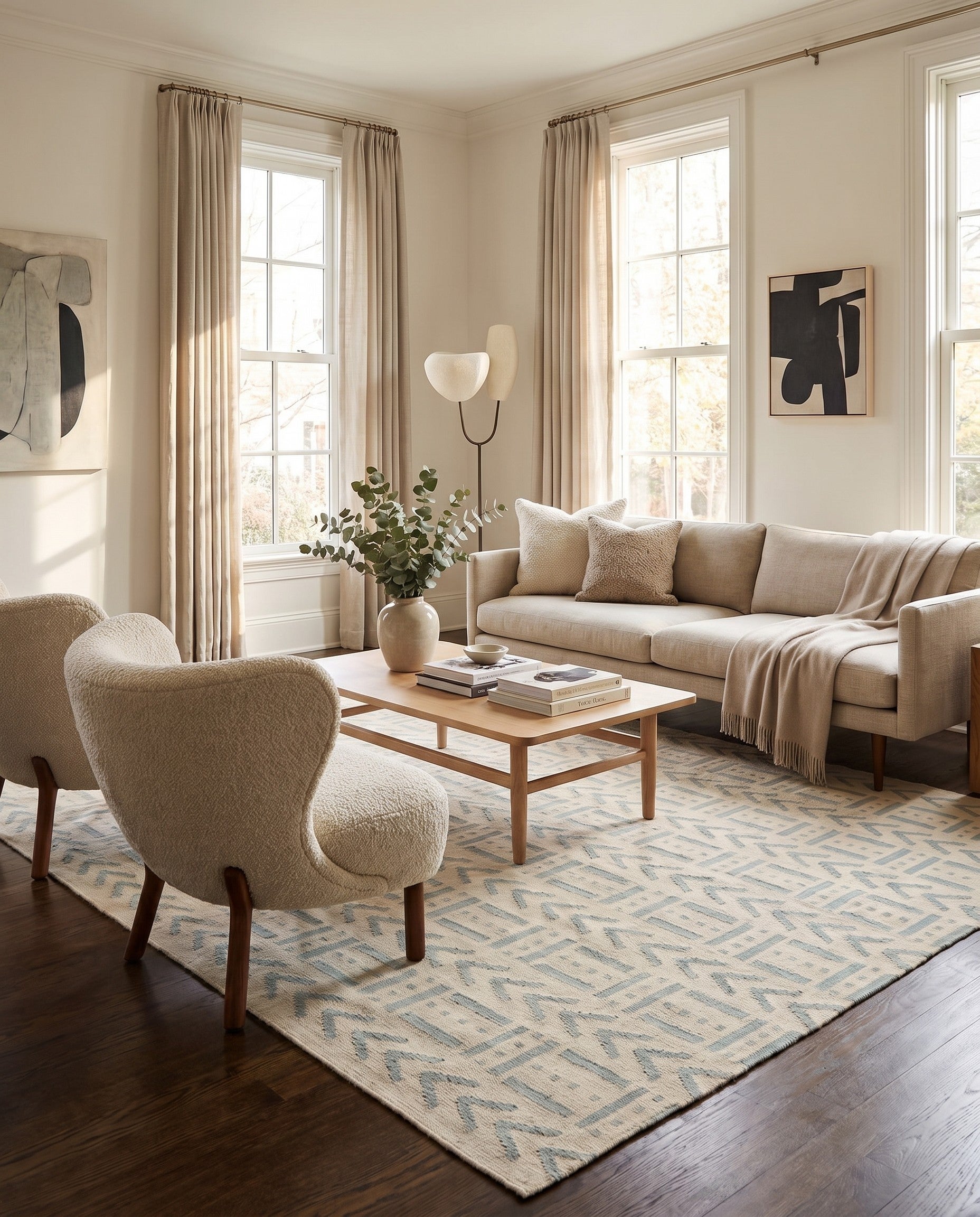 7' x 9' 7 Hand Woven Kilim Modern Wool Rug