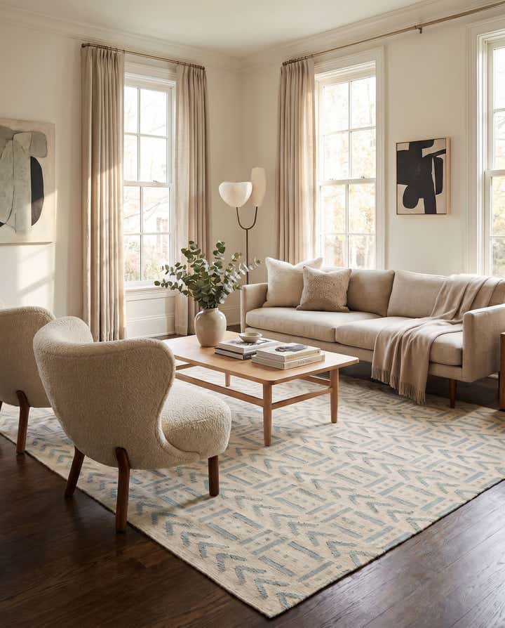 7' x 9' 7 Hand Woven Kilim Modern Wool Rug