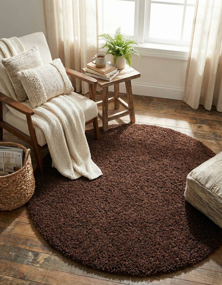 Detail image of 5' 3 x 5' 3 Solid Shag Round Rug