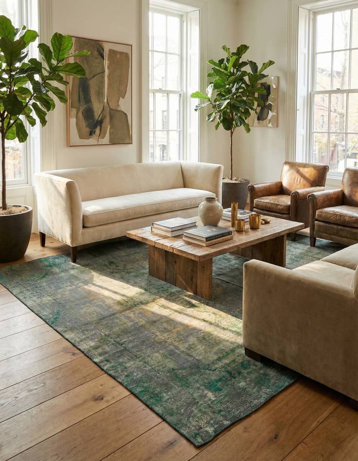 Detail image of 5' 7 x 9' 7  Hand Knotted Ultra Vintage Persian Wool Rug