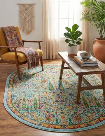Aqua Calypso Oval Rug