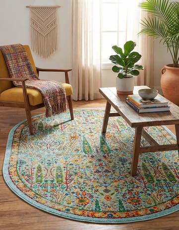 Aqua Calypso Oval Rug