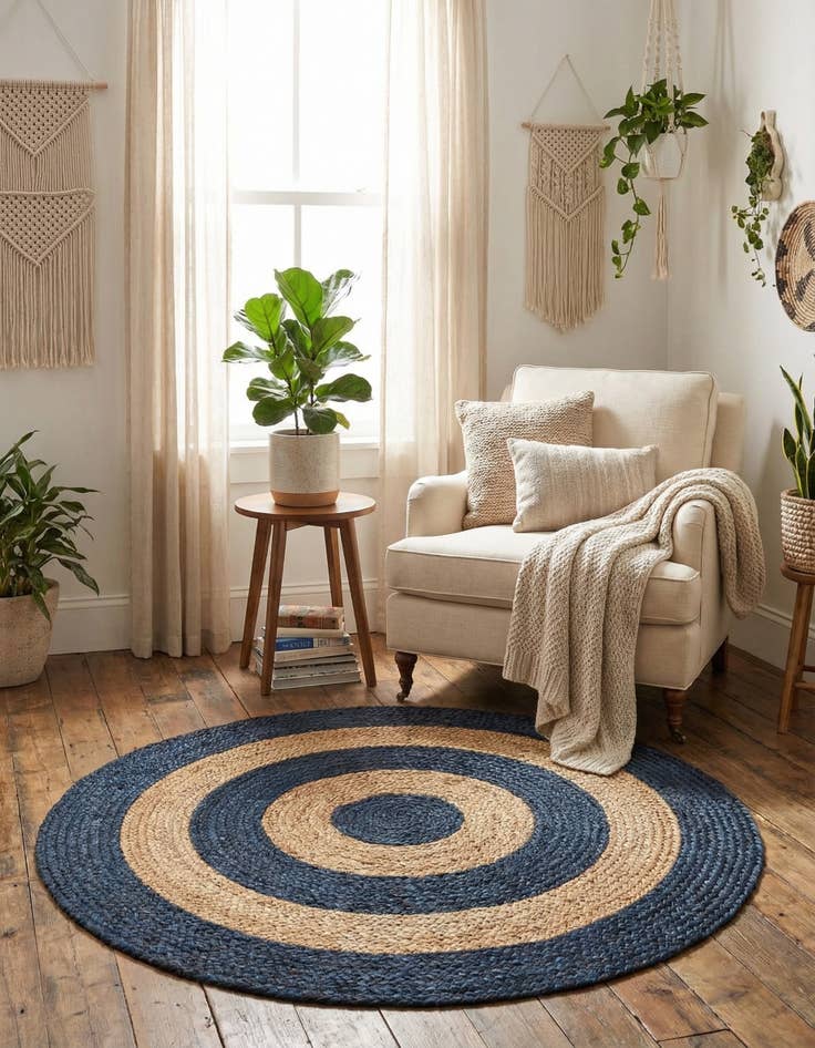 Detail image of 4' 1 x 4' 1  Hand Braided Jute Round Rug