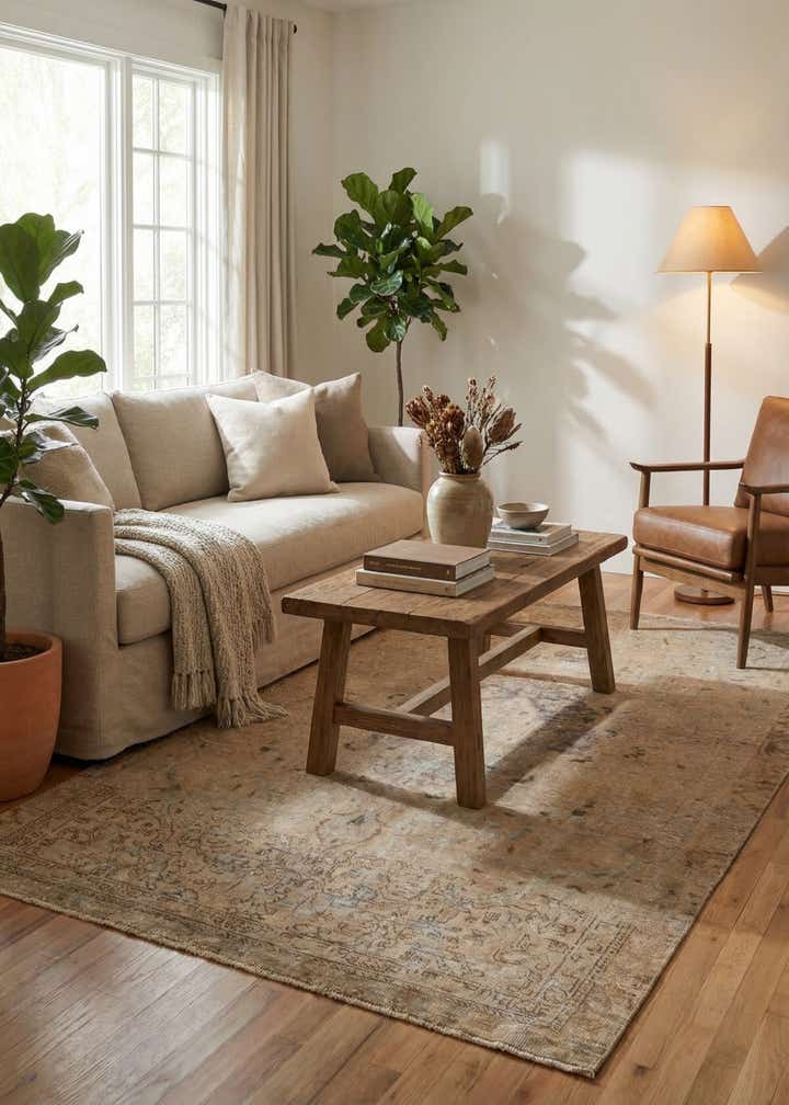 5' 6 x 8' 9 Hand Knotted Ultra Vintage Persian Wool Rug