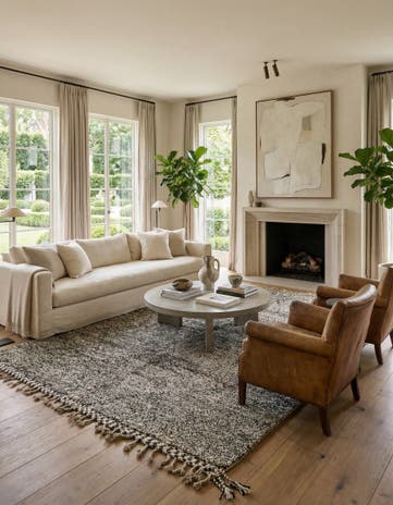 6' 9 x 9' 7 Hand Knotted Moroccan Wool Rug