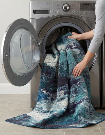 Blue Washable Sevilla Square Rug