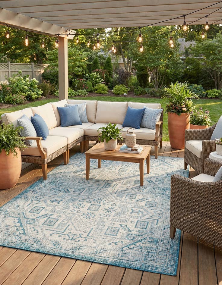 Detail image of 6' x 9'  Washable Aztec Indoor / Outdoor Rug