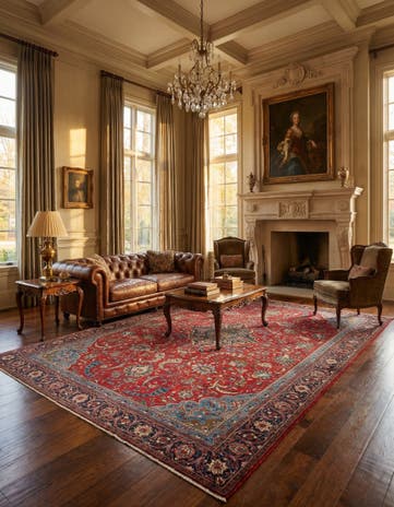 7' 4 x 10' 10 Hand Knotted Sarough Persian Wool Rug