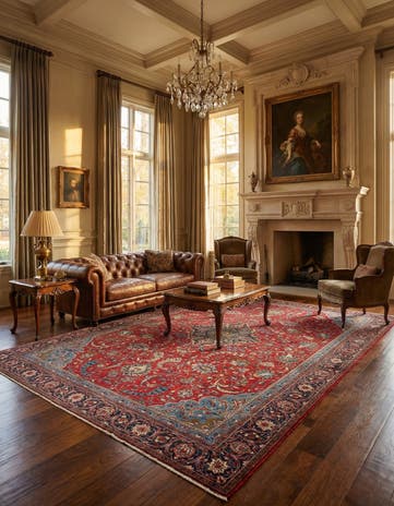 7' 4 x 10' 10 Hand Knotted Sarough Persian Wool Rug