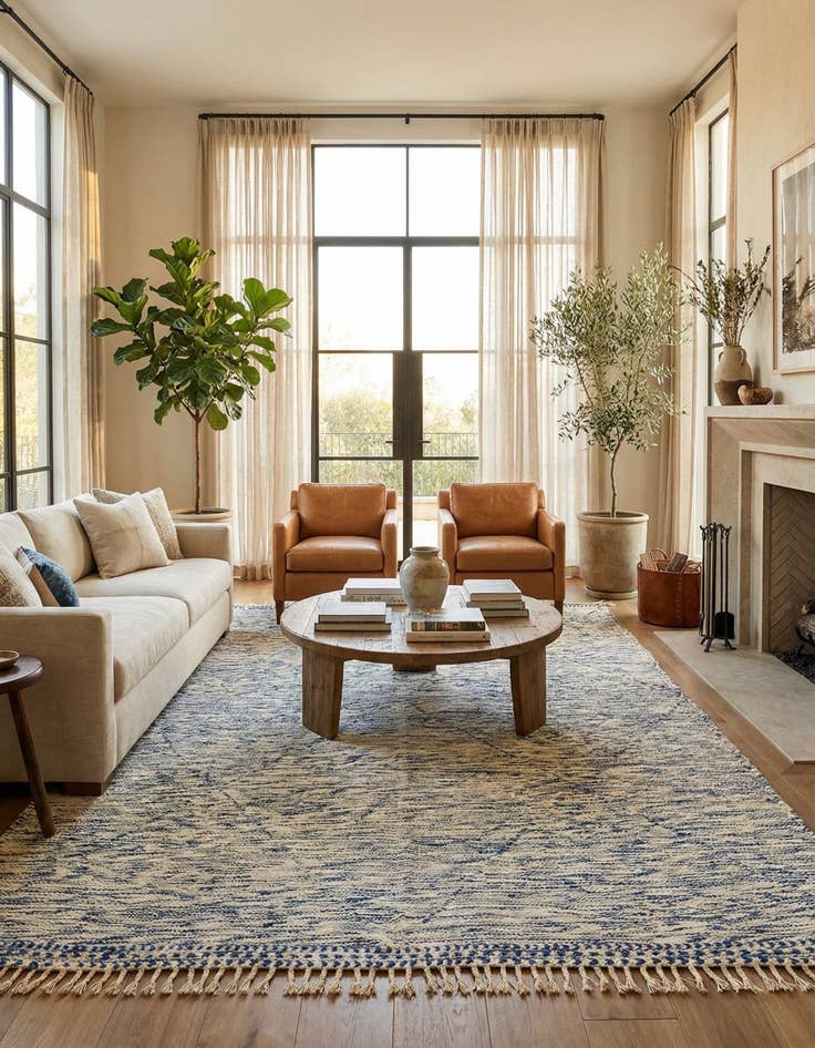 Detail image of 6' 8 x 10'  Hand Knotted Moroccan Wool Rug