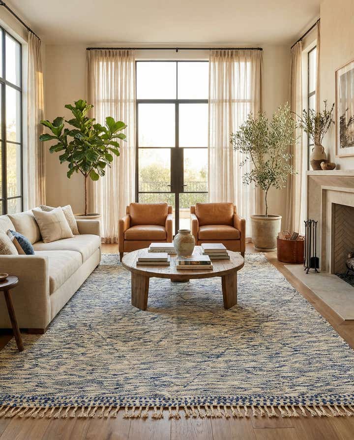 6' 8 x 10' Hand Knotted Moroccan Wool Rug