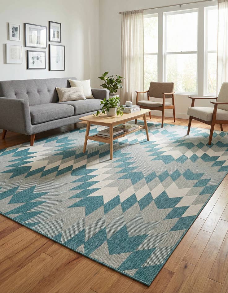 Detail image of 9' x 12'  Washable Modern Indoor / Outdoor Rug