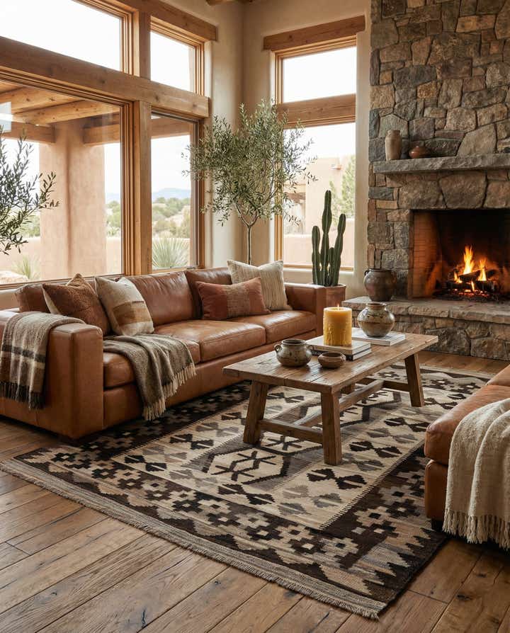 5' x 6' 9 Hand Woven Kilim Maymana Wool Rug