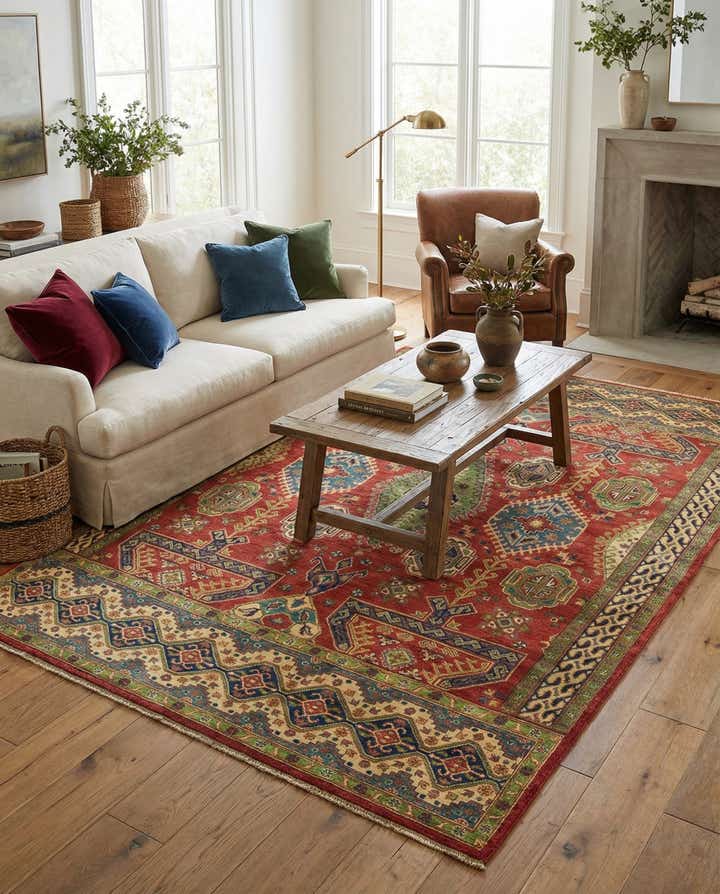 6' 7 x 9' 7 Hand Knotted Kazak Rug