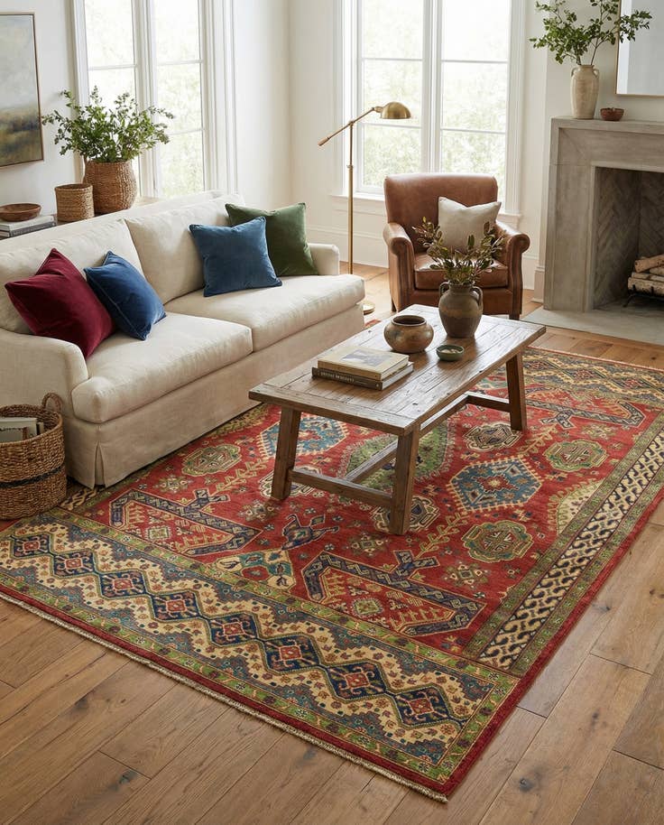Detail image of 6' 7 x 9' 7 Hand Knotted Kazak Rug