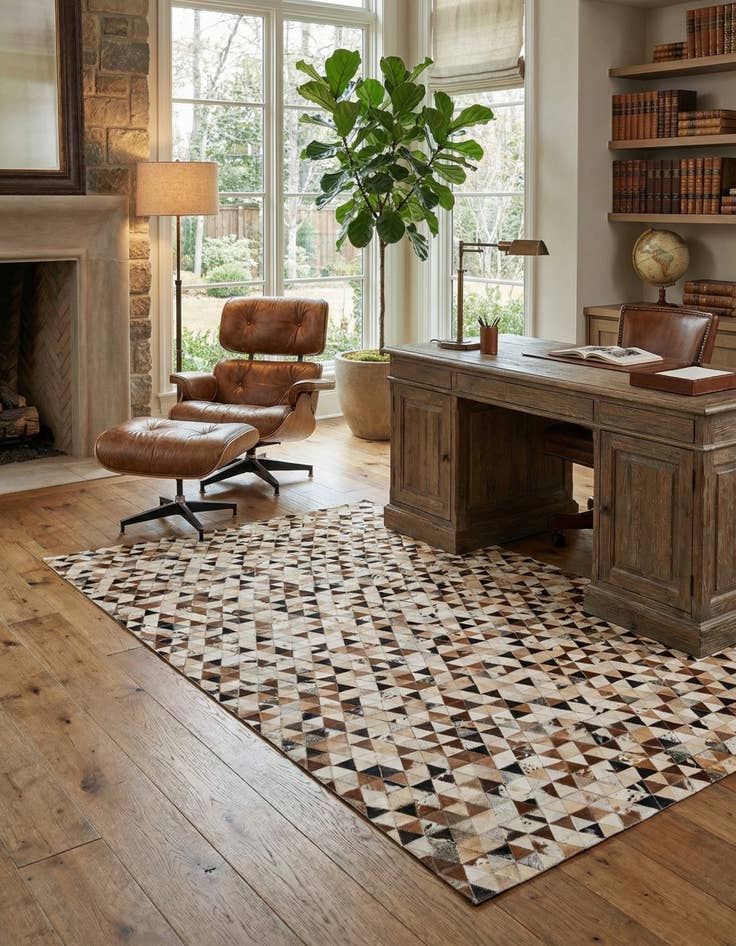 Detail image of  5' 1 x 7' 11 Cowhide - Patchwork Rug