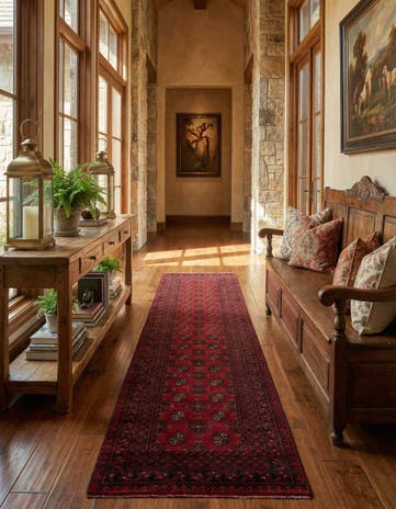 2' 9 x 15' 7 Hand Knotted Afghan Akhche Wool Runner Rug