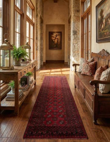 2' 9 x 15' 7 Hand Knotted Afghan Akhche Wool Runner Rug